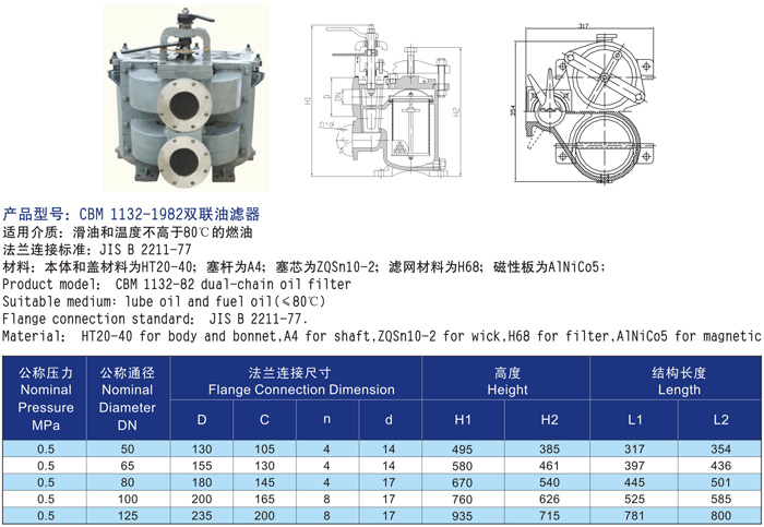 船用雙聯油濾器